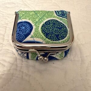 Vera Bradley Blue and Green Patterned Kiss-Lock Coin Purse